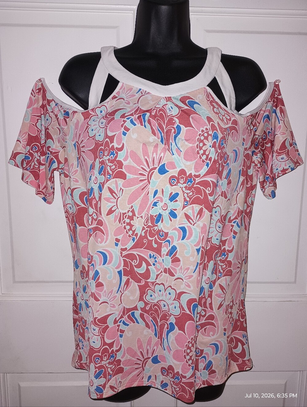 Summer Floral Blouse by Late August - Pastel Pink & Blue Print